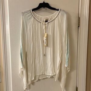 Urban Outfitters White Blouse with Green Accents